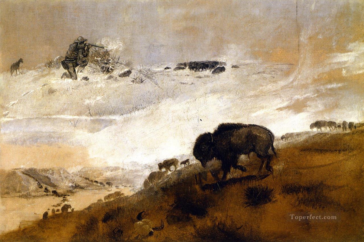 le stand traversant le missouri 1899 Charles Marion Russell yak Peintures à l'huile